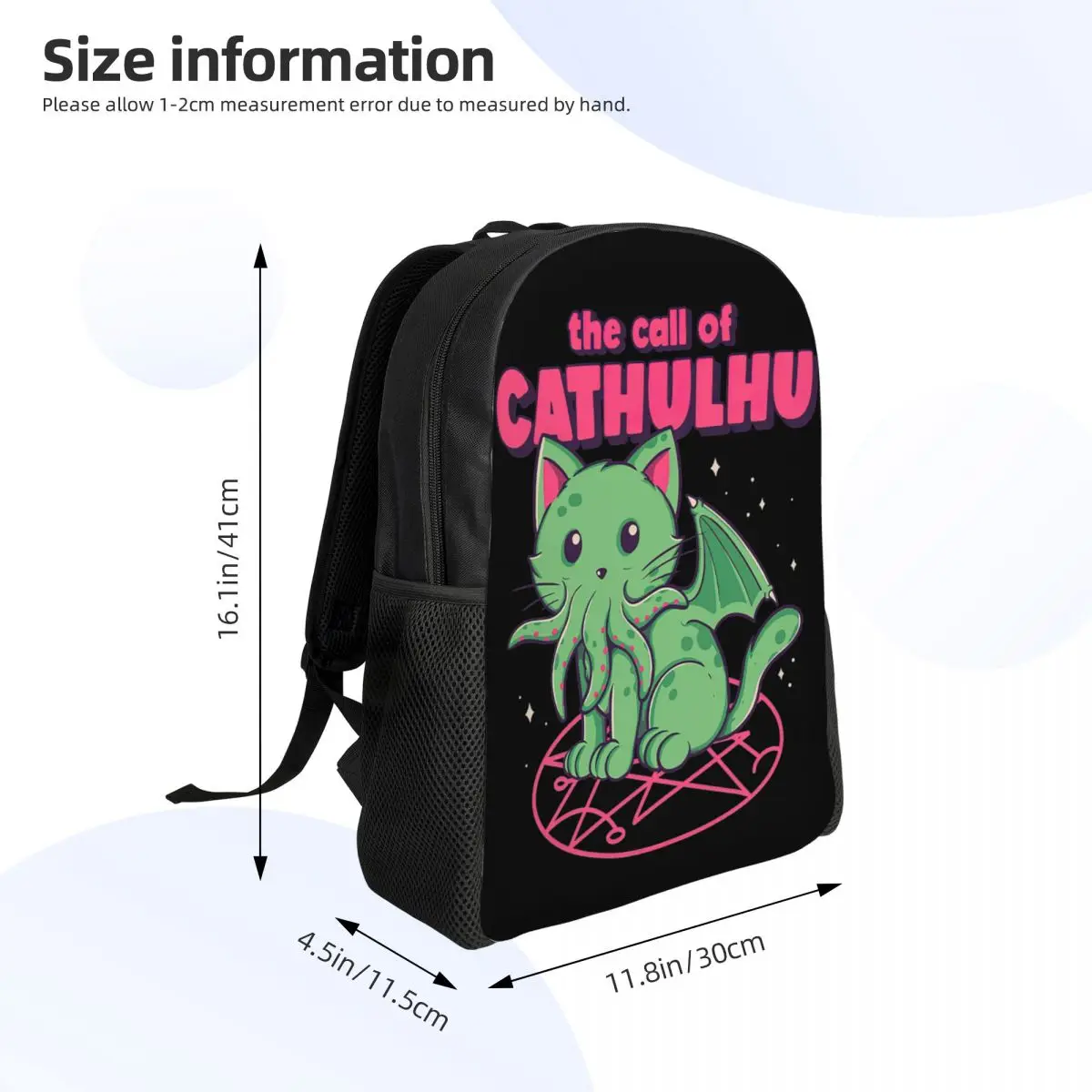 Sacs à dos personnalisés The Call Of Cthulhu pour hommes et femmes, sac à livres à la mode pour l'école, Lovecraft Monster Cat