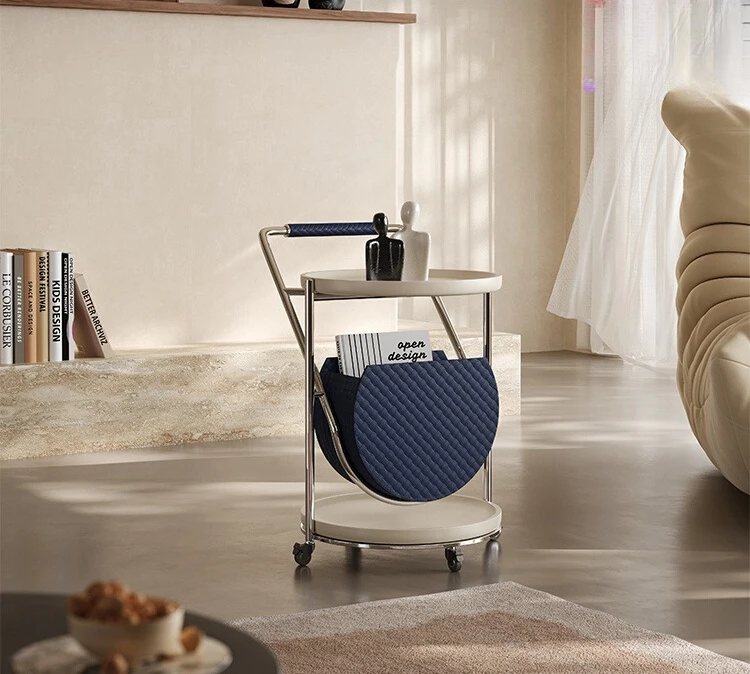 

Designer Italian light luxury edge few trolley cream wind living room balcony bedroom simple edge few