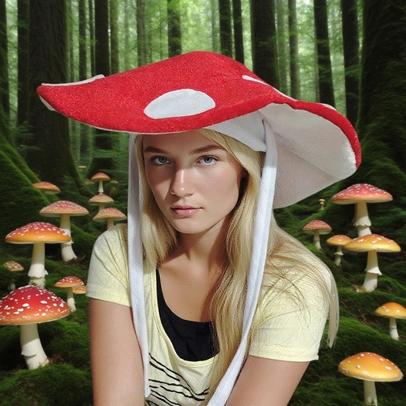 New Fashion Festival Cute Mushroom Plush Hat Eye Catching Novelty Headpiece Cosplay Theme Party Headgear Roleplaying Photo Hat