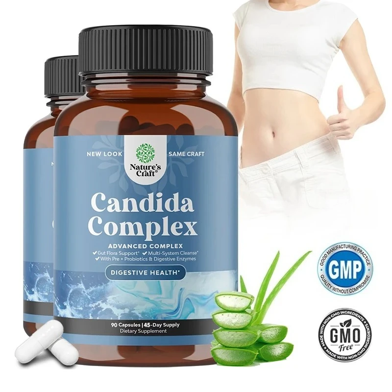 Candida Complex - Probiotics and Digestive Enzymes Natural Ingredients To Support Digestive Health and Intestinal Flora Balance