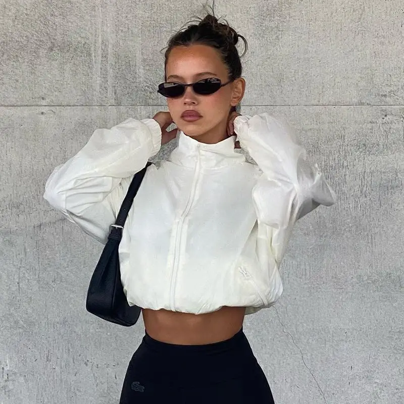 Jacket Sports Clothing Zipper White Color Thin Sun-Protective Outdoor Jackets Women Anti UV Windbreaker Coat Outerwear Crop Tops