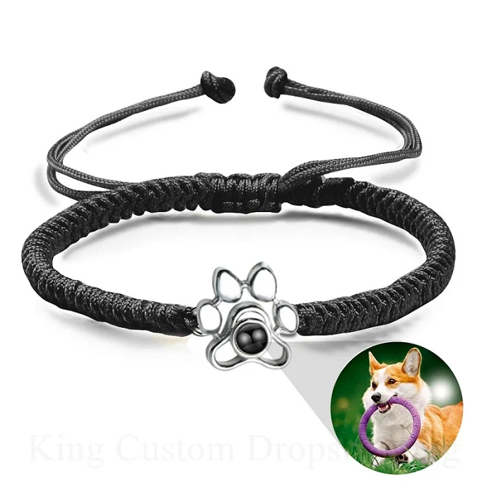 

Custom New Dog Paw Projection Bracelet Non-Oxidation Pendant Personalized Photos for Friends to Remember Gifts.