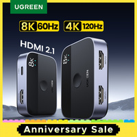 UGREEN HDMI 2.1 Splitter Switch 8K 60Hz 4K120Hz 2 in 1 out for TV Xiaomi Xbox Series X PS5 HDMI-compatible Monitor HDMI Switcher