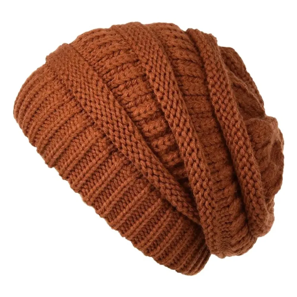 

Solid Color Warm Knitted Hat Soft Elastic Windproof Knit Slouchy Beanie Keep Warm Without Brim Winter Knit Beanies Skiing
