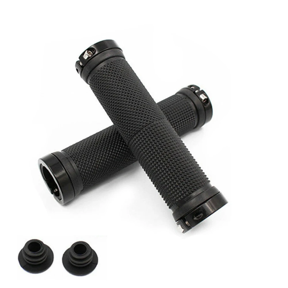 Performance Bicycle Grip Set Aluminum and Rubber Bilateral Locking Handlebar Grips Compatible with 22MM Handlebars