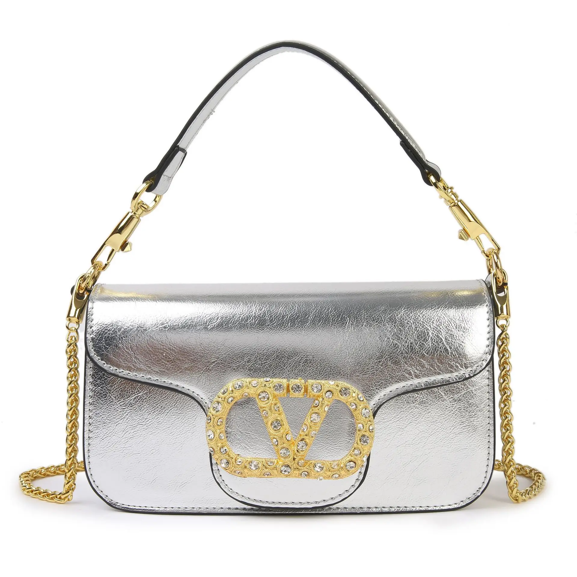 2026년 신상 롱 스트랩 크로스바디 백, 트렌디한 크리스탈 클라스프 숄더백 여성용, 데이투나이트 다용도 라인스톤 핸드백