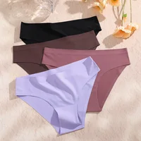 3PCS Seamless Ice Silk Panties for Women Sexy Low Rise Briefs Female Ultra Thin No Trace Underwear Ladies Breahtbale Lingerie - Image 3