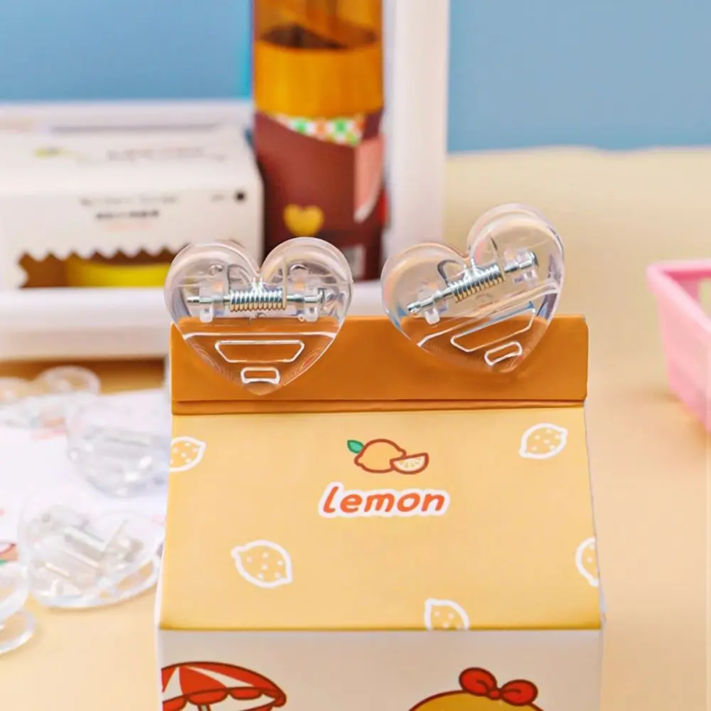 Binder Clip Page Holder Office Supplies School Stationery Transparent Clip Paper Clip Transparent Love Clip Heart Shape Clip