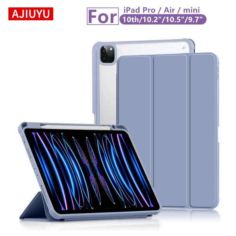 

AJIUYU Smart Case For iPad Pro 11 inch 2 3rd 12.9 6th Generation Air 4th 5th 10.2 7th 8th 9th 10th 10.5 9.7 Mini 6 Cover Leather