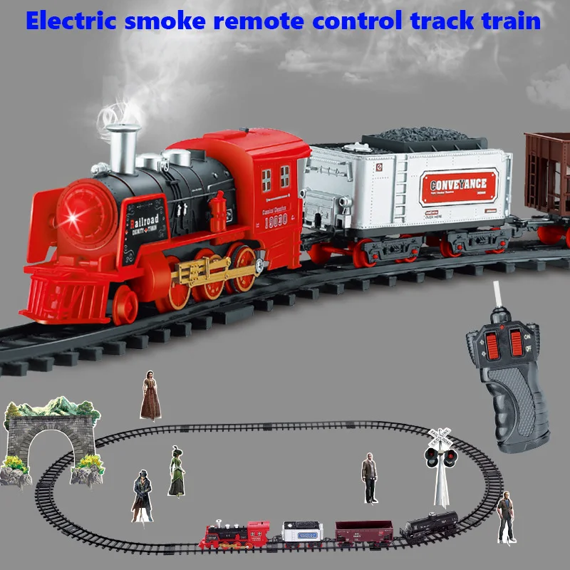 2023 Newest Electric Dynamic Steam RC Track Train Set Simulation Model Toy For Children Rechargeable Children Remote Control Toy