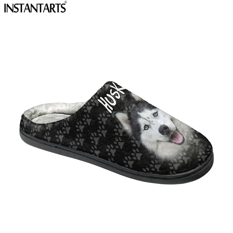 INSTANTARTS Husky 3D Print pantofole in cotone Unisex pet Lover scarpe basse da pavimento per interni pantofole da camera da letto in peluche di