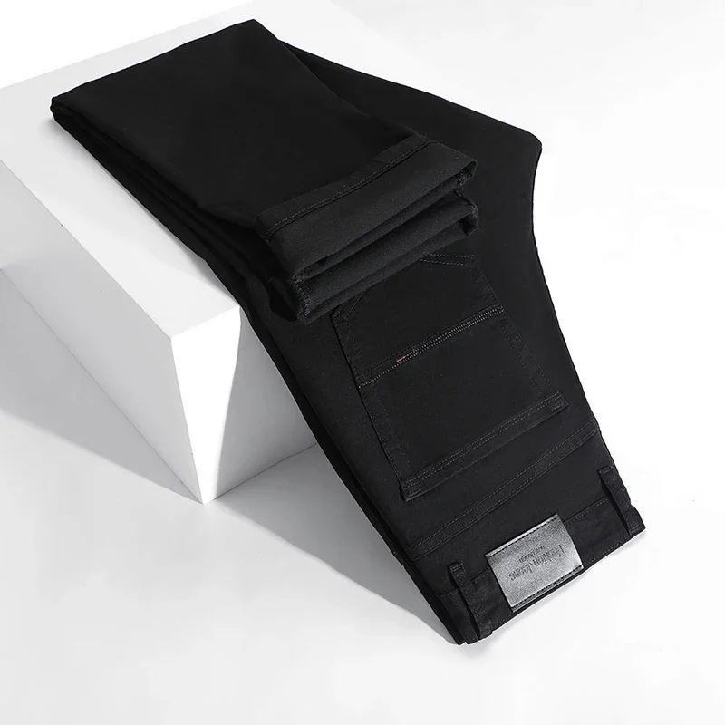 الصيف الرجال منتظم صالح الأسود الفاخرة رقيقة الجينز الأعمال عارضة تمتد كل مباراة الدنيم السراويل الأزياء السراويل الذكور #2