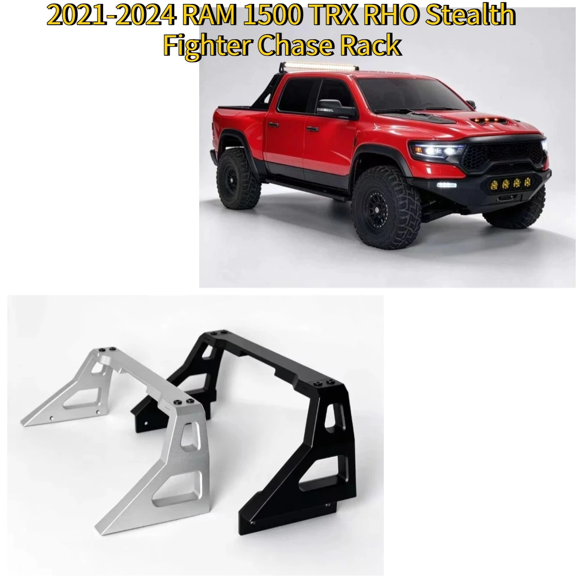 RHO Stealth Fighter Chase Rack – All-Aluminum Rear Bed Competition Roll Bar CNC Metal for KM RAM 1500 TRX 1/8 RC Crawler Upgrade