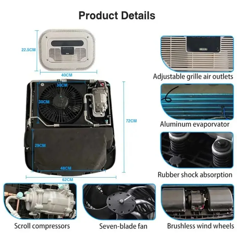 Top Mounted Electric All In One Truck Cooling 12v24v Car Air Conditioner For Car Van Truck Parking Sleeper