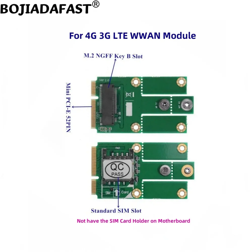 MPCIe Mini PCIe Interface to M.2 B-Key Wireless Module Adapter 1 SIM Card Slot For 4G 3G LTE WWAN GSM Modem