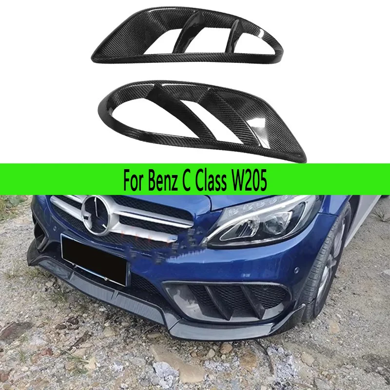 

For Mercedes Benz C Class W205 C200 C260 C300 Carbon Fiber Fog lamp frame grill Front Bumper Air Vent Cover Tuyere Body Kit