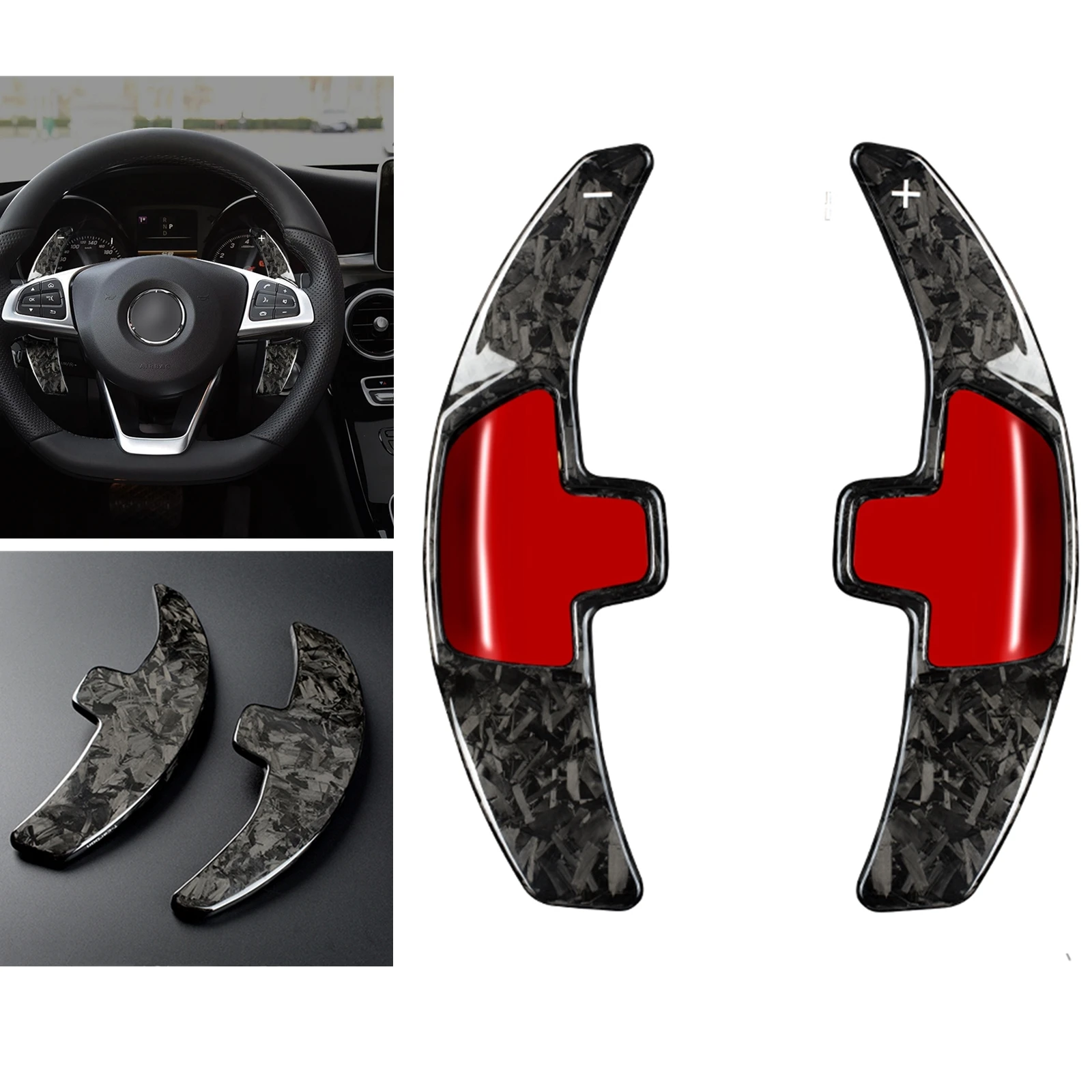 

For Mercedes Benz GLA GLC GLE C S E Class W205 2015-2018 C180L C200L Forged Carbon Fiber Steering Wheel Shift Paddle Extension