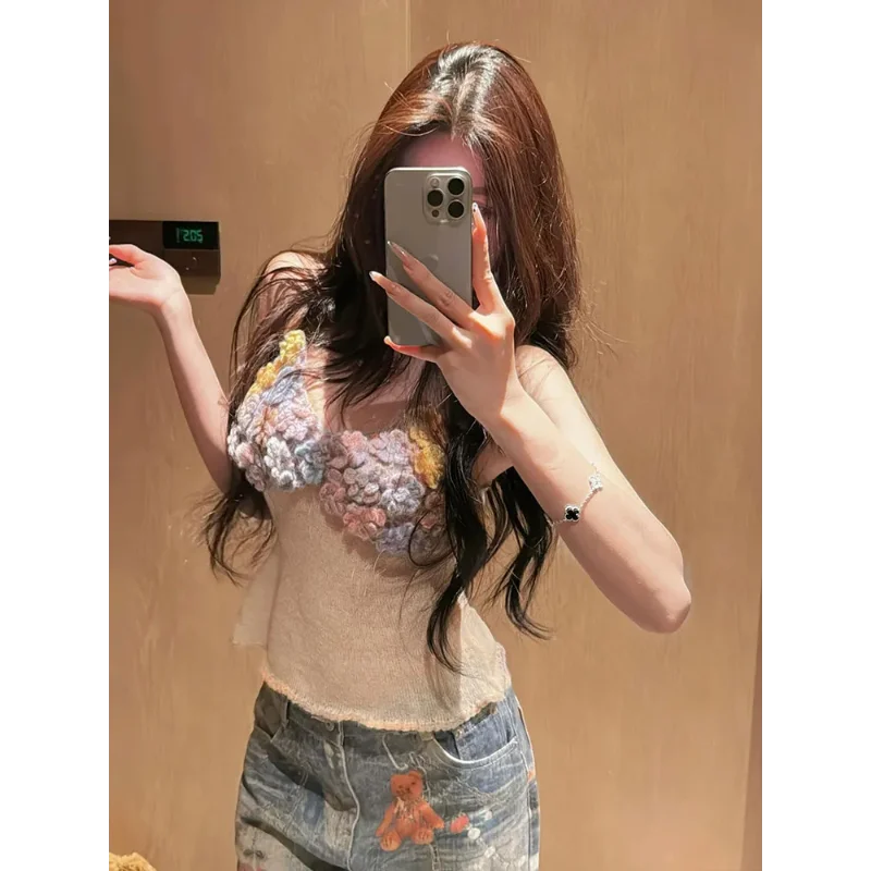 American Retro Bear Heart Printed Wide Leg Jeans for Women Autumn Drapey Versatile Straight Pants