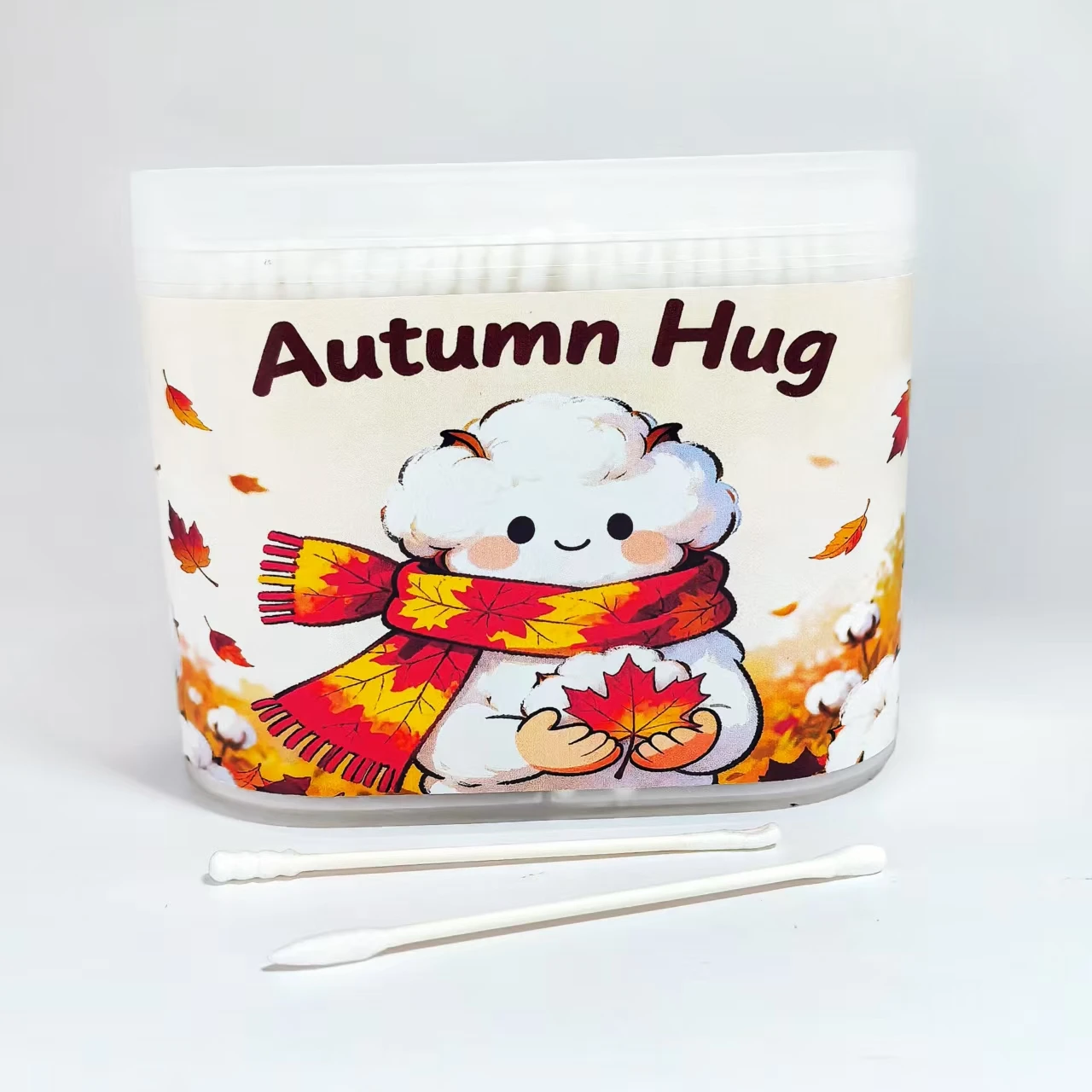 600개 메이플 리프 엘리먼트 면봉 가을 시리즈 양면 면봉 파인 액시스 스크류 라운드 양면 면봉