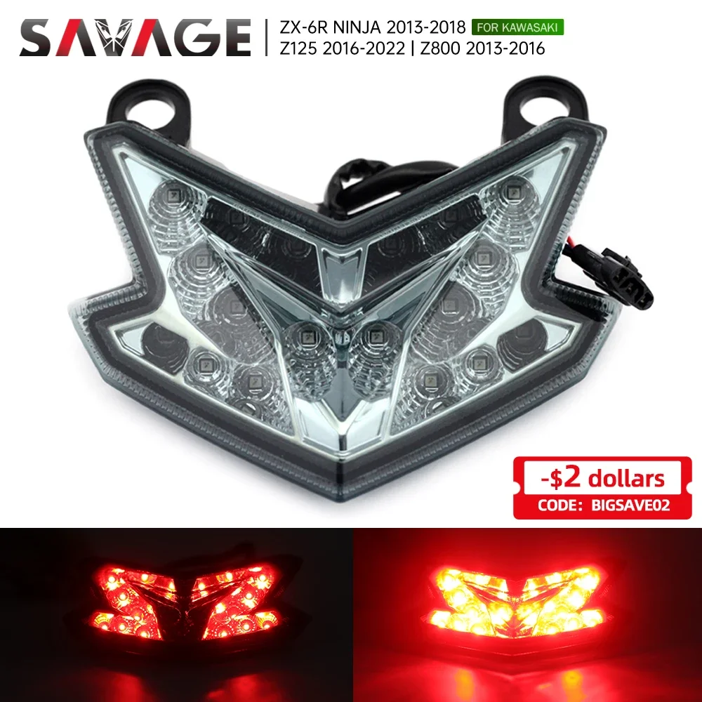 LED Brake Light Tail Lamp For KAWASAKI Z125/Pro 2013-2022 Z800 ZX6R NINJA 2013-2018 Motorcycle Accessories Taillight Stop Lights