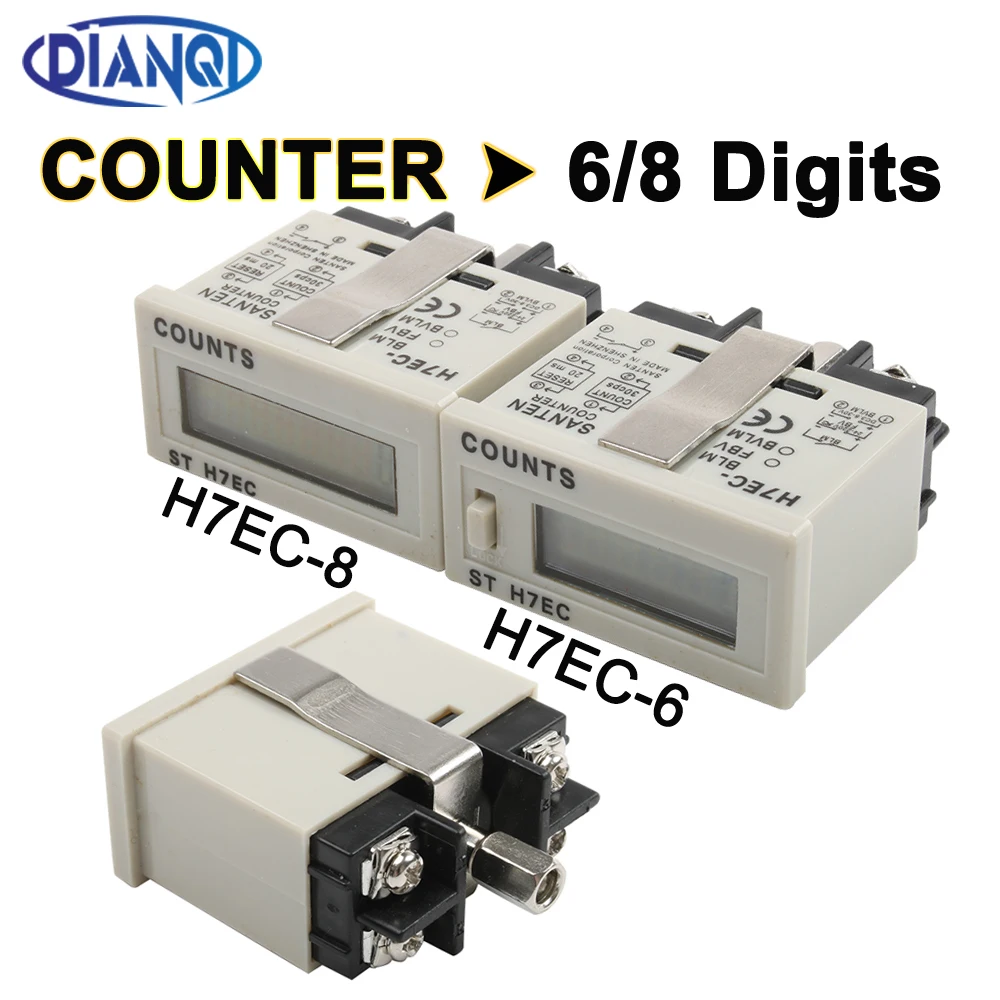 H7EC-6 H7EC-8 Digits Vending Digital Electronic Counter Count Meter AC 24-220V DC 3.6-30V FBV BLM BVLM