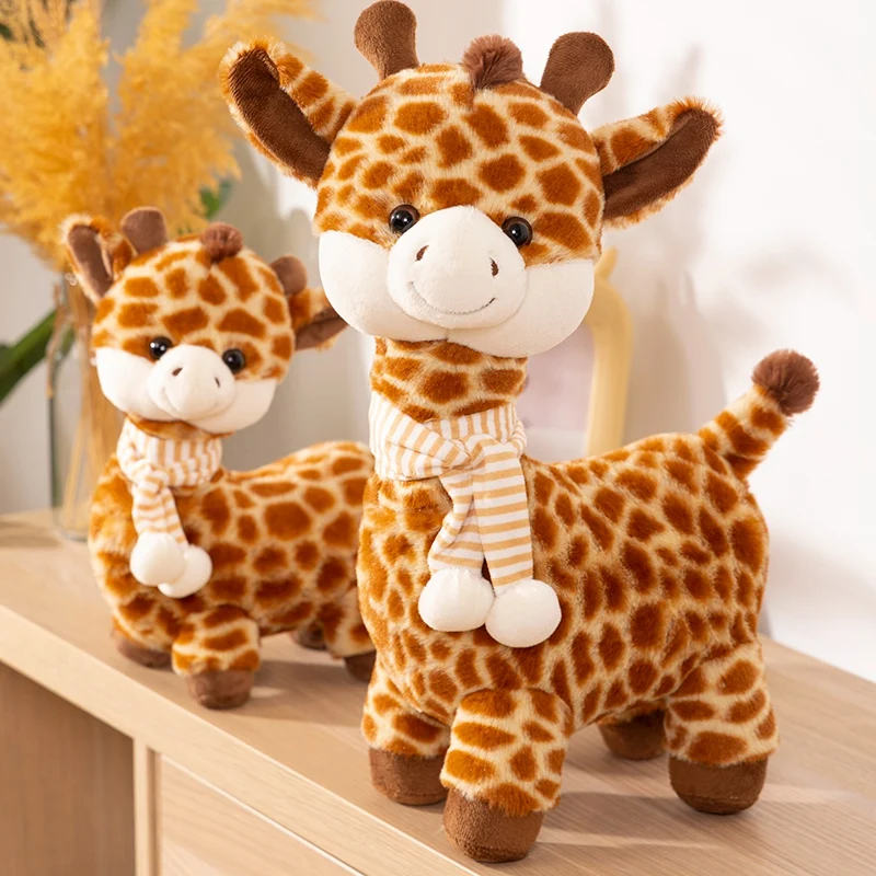 Simulated 50cm Stuffed Plush Scarf Giraffe Cartoon Soft Animals Dolls Baby Toys Funny Girls Birthday Gifts Decor Throw Pillow