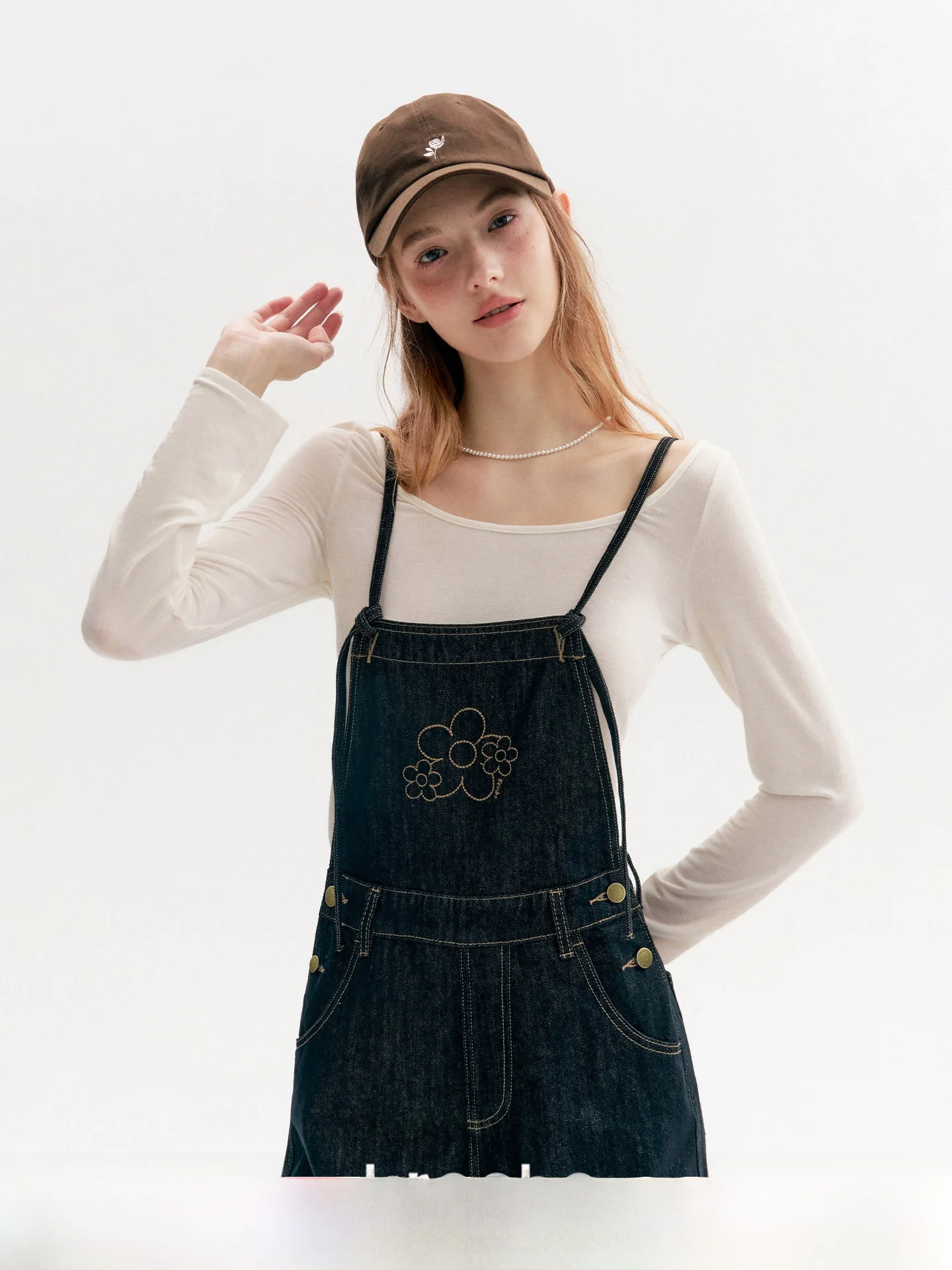 

Свободные прямые широкие комбинезоны Kroche Lazy Casual с вышивкой в виде пятилепестковых цветов, хлопковые, с высокой талией, с цветочным узором