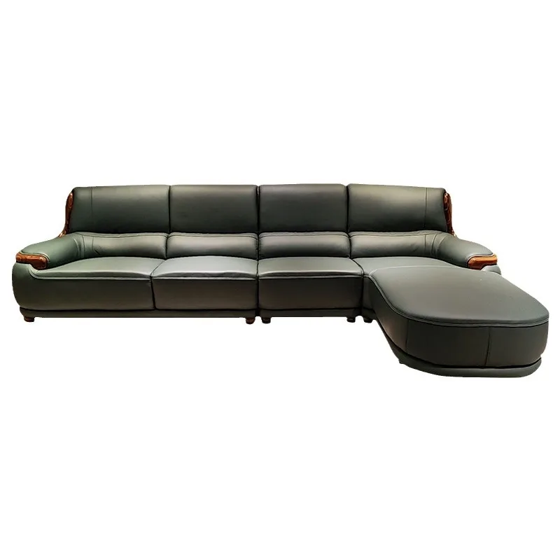 

Nordic leather sofa, modern first-layer cowhide furniture, new Chinese style
