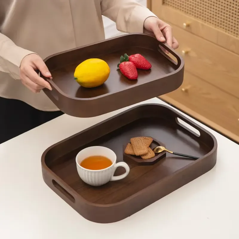 Wholesale Bamboo Retro Eco Friendly Rectangular Refreshment Storage Tray Household Fruit Plate