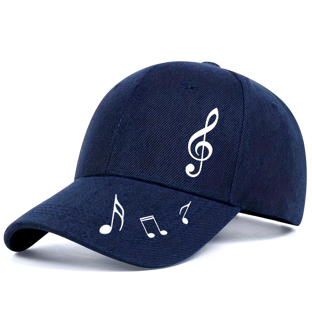 Boné de beisebol ajustável de 1 unidade com bordado de notas musicais – poliéster leve e respirável, chapéu de proteção solar em várias cores