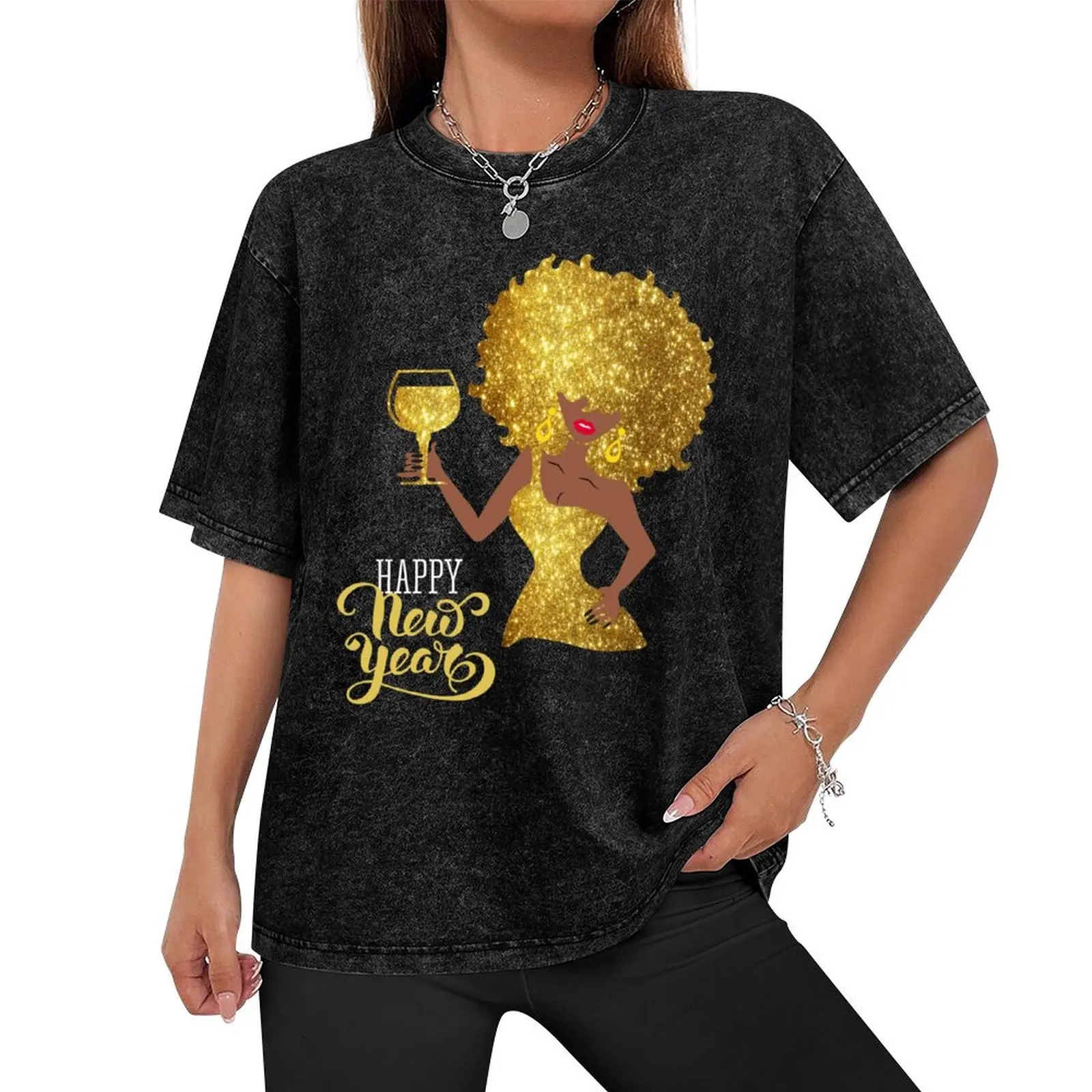 Ebony Diva Happy New Year T-Shirt heavyweights designer shirts funny costumes blue lock mens t shirts