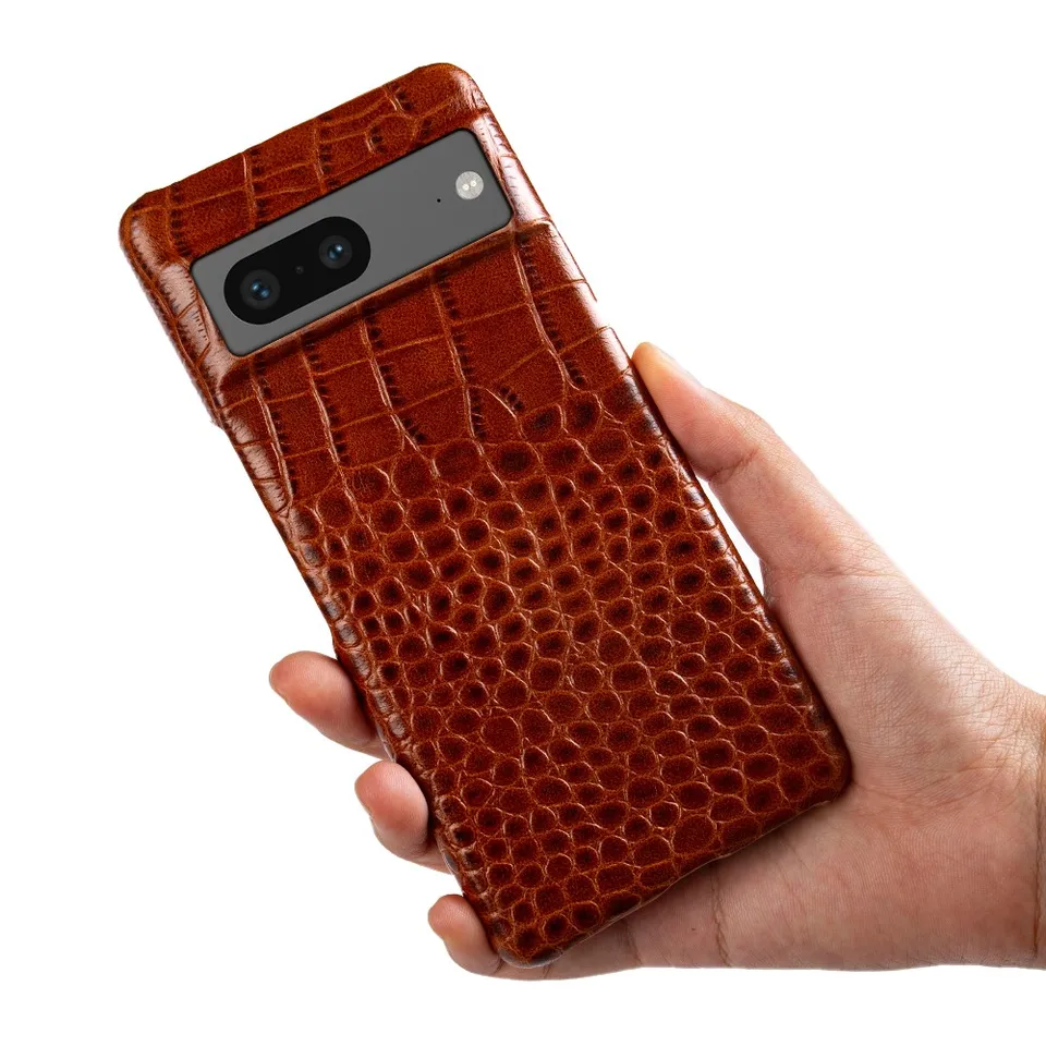 Funda de cuero genuino con textura de cocodrilo para Google Pixel 7 Pro, cubierta protectora para Pixel 10 6Pro 5A 6