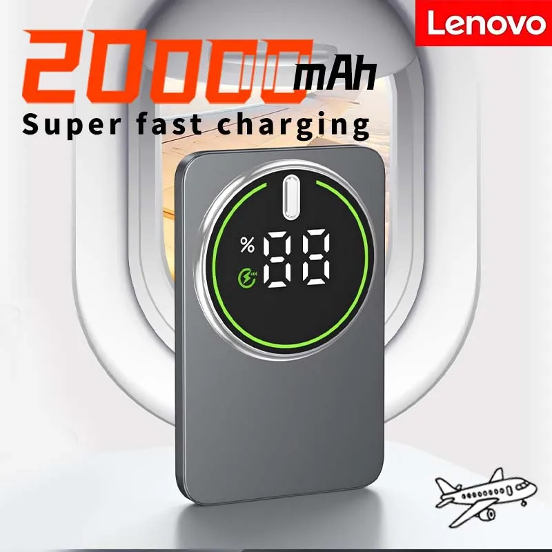 

Lenovo 20000mAh Ultra Slim Power Bank for MagSafe,Magnetic Wireless 20W Fast Charging Portable Battery For iPhone Samsung Xiaomi
