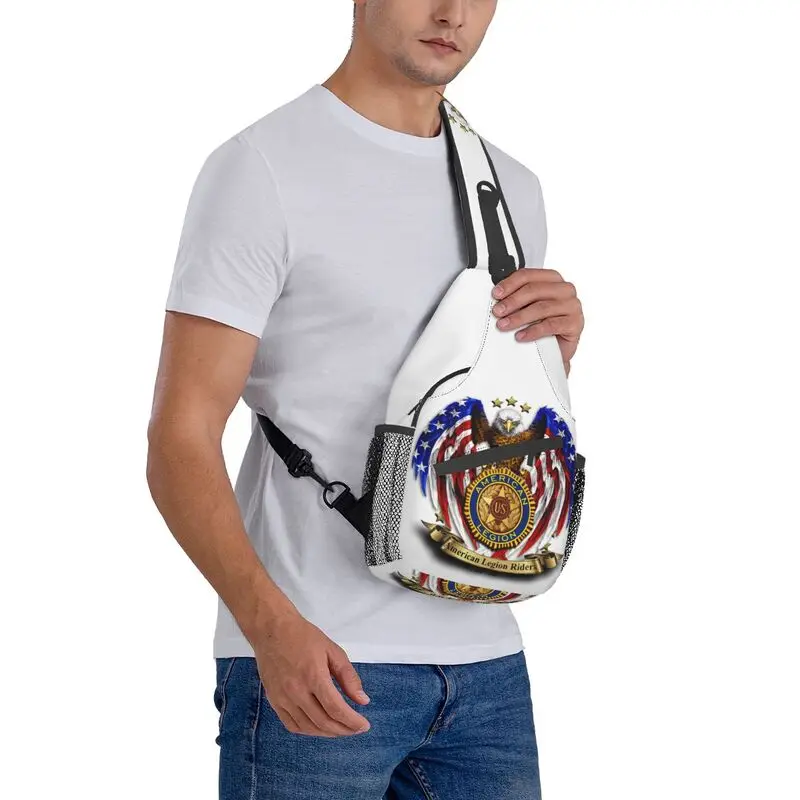 Mochila personalizada con logotipo de la Legión Americana para hombre, bandolera de hombro, pecho, mochila de viaje