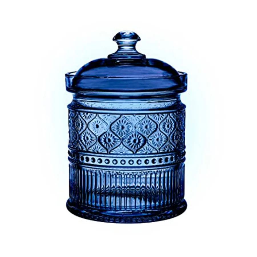 

Godinger Canister Storage Container Food Storage and Organization Glass Jars 5X7 Blue