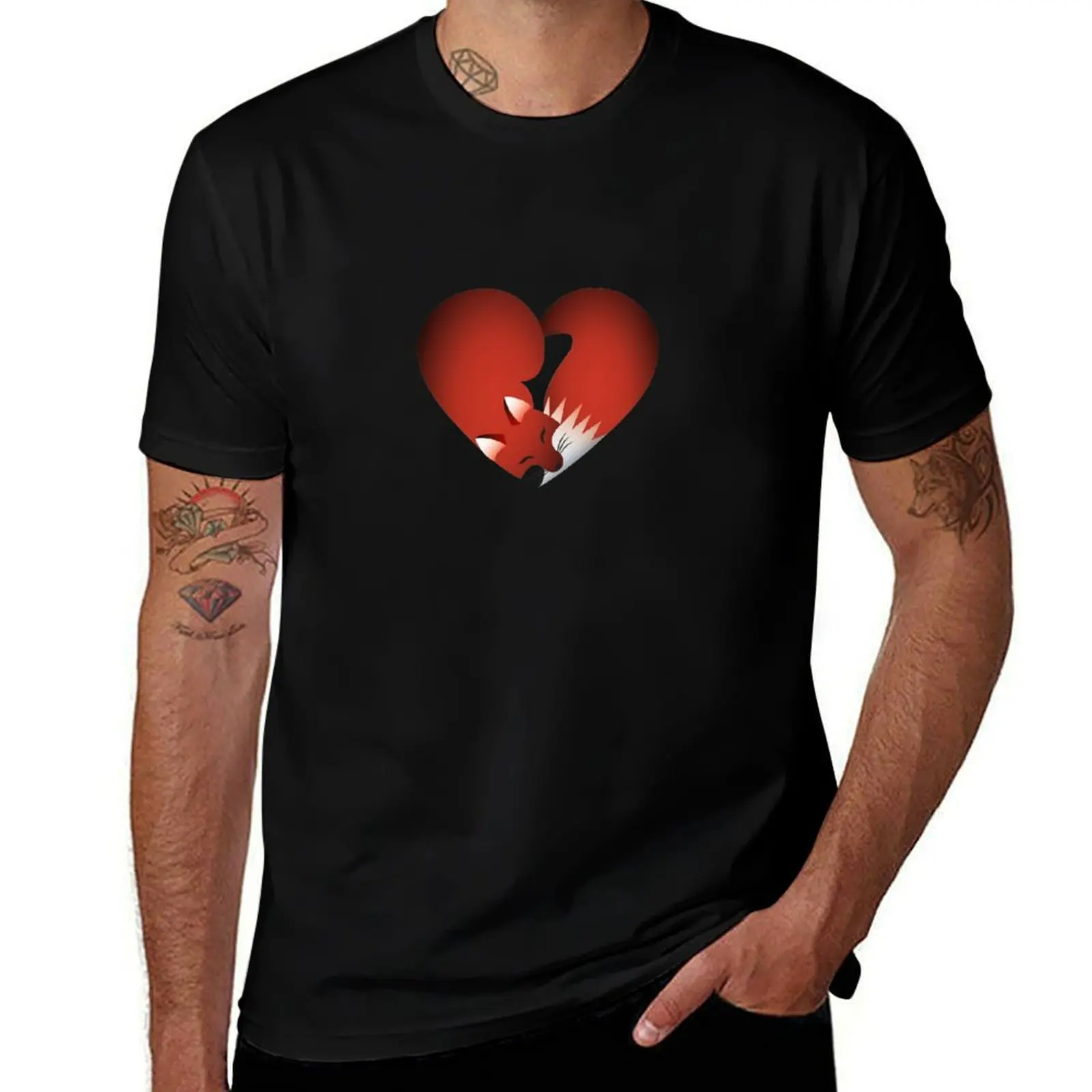 

Fox Heart T-Shirt Aesthetic clothing oversize t-shirts man designer shirts Men's t shirts