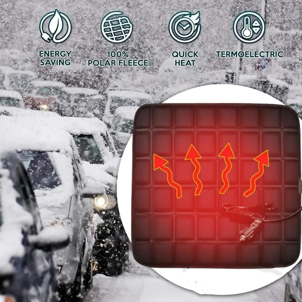 1x  Car Heated Seat Protector Cover 12V Electric Heating Car Seat Cushion Adjustable Temperature Universal Winter Seat Warmer