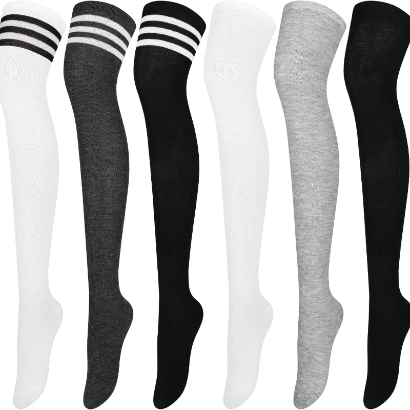 

6 Pairs over knee thigh socks knee-high warm stocking women boot sock leg warmer high stockings womens gifts cosplay accessories