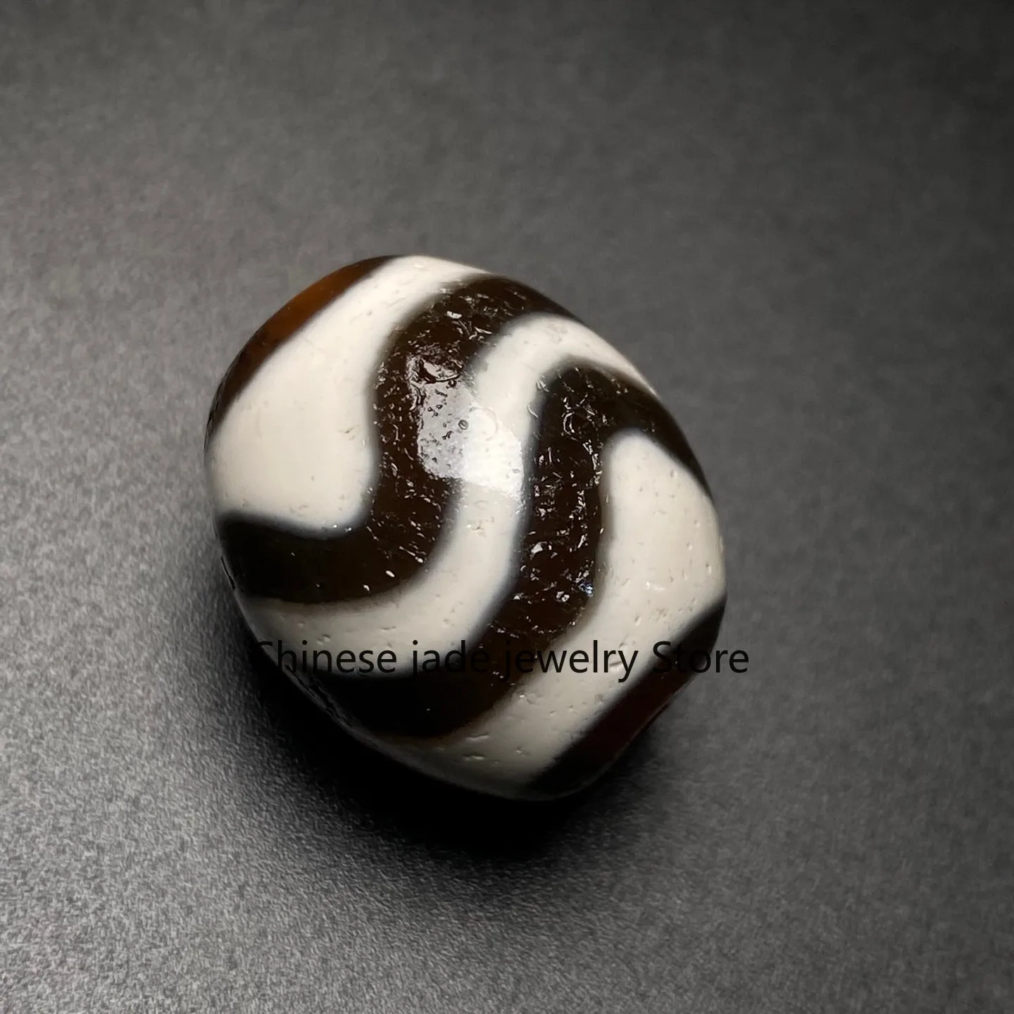 Rare Tibetan Buddhism Agate Water wave Dzi Bead Amulet Necklace Pendant G4667