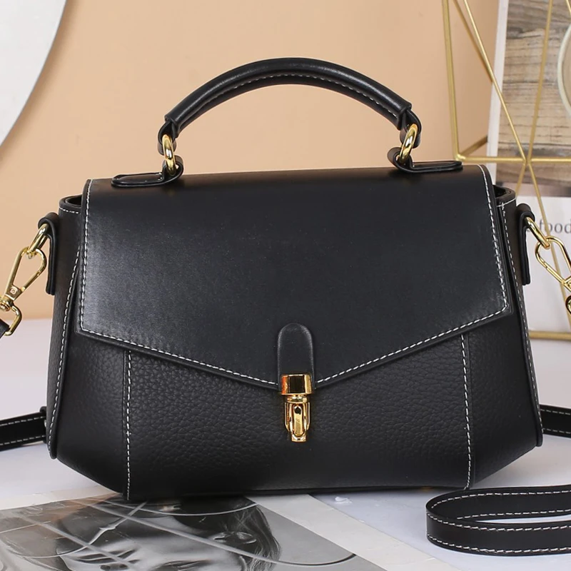 Genuine Leather Women\'s Bag New Trendy All-match Messenger Shoulder Bag Ladies Fashion First Layer Cowhide Handbag High Quality