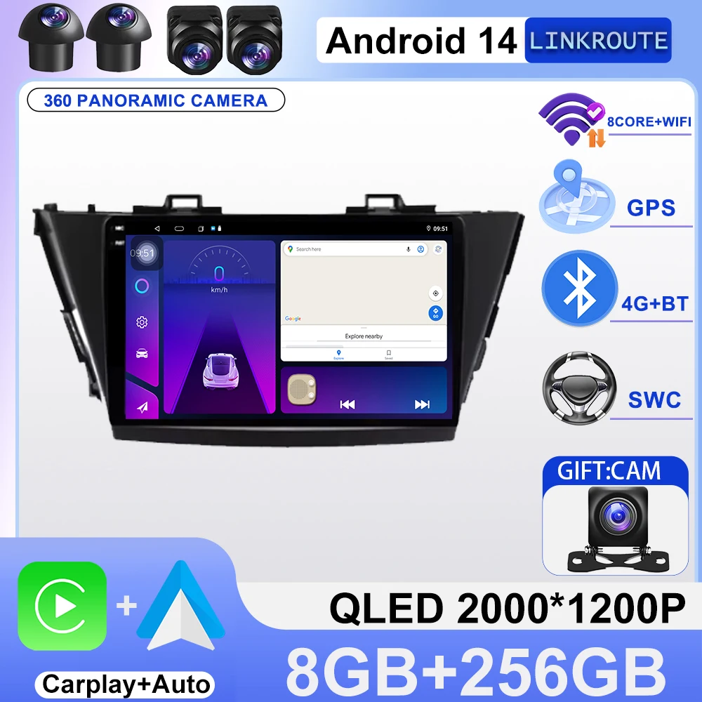 Android Auto Radio For Toyota Prius V Plus Alpha 2012-2015 Stereo Multimedia Video Player Navigation GPS Carplay 2din Head Unit