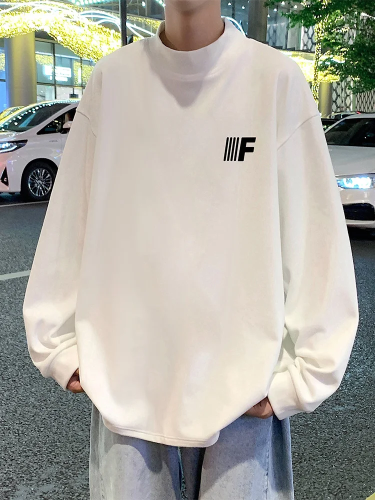 

Немецкий бархатный вязаный длинный све irt повседневный мужской топ с высоким воротником, американский топ на осень-зиму