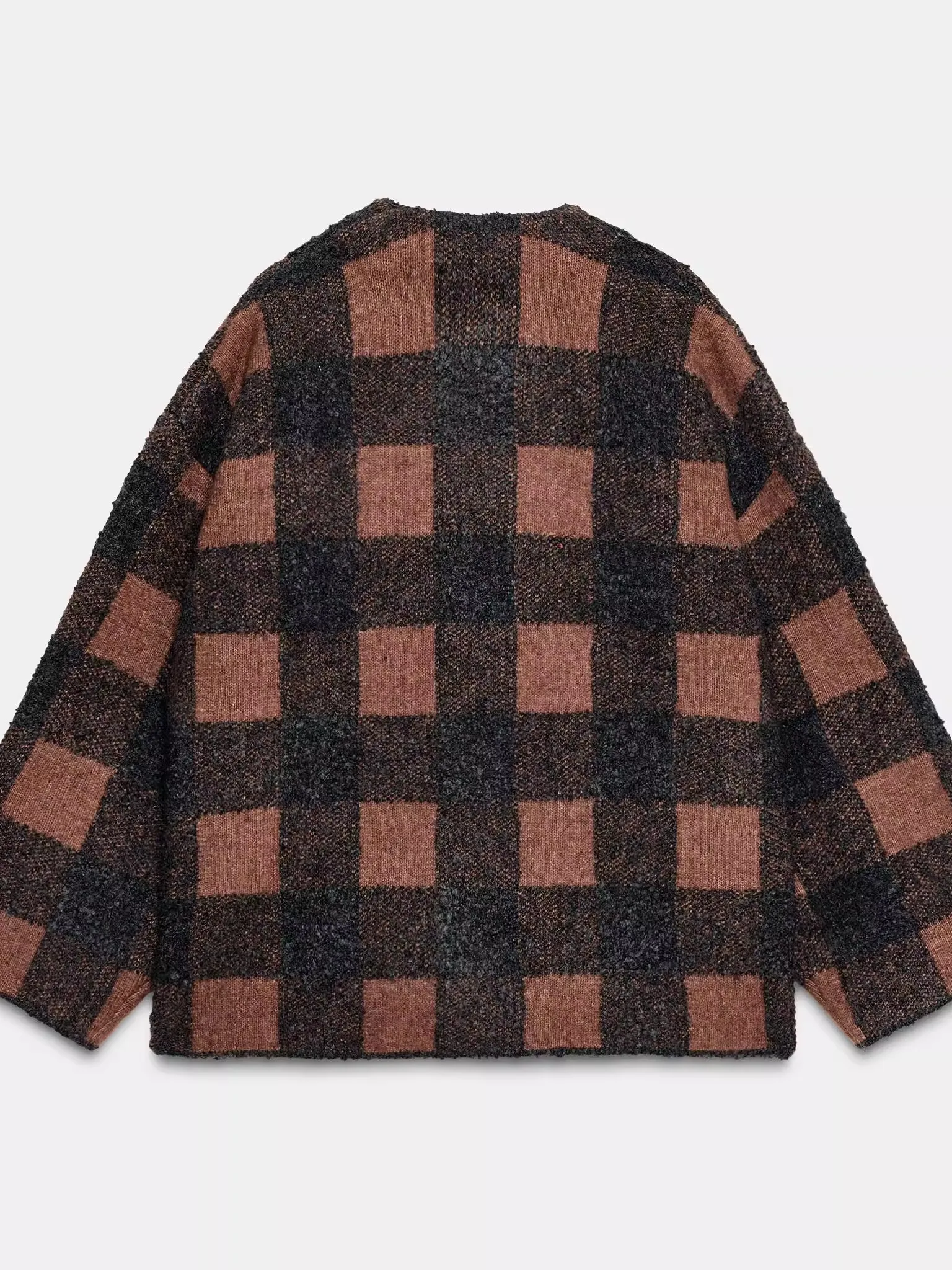 

Women's Knitted Long Sve round Ne Plaid Sweater Coat New Autumn Winter Faion Polyester Fiber Button Cardigan