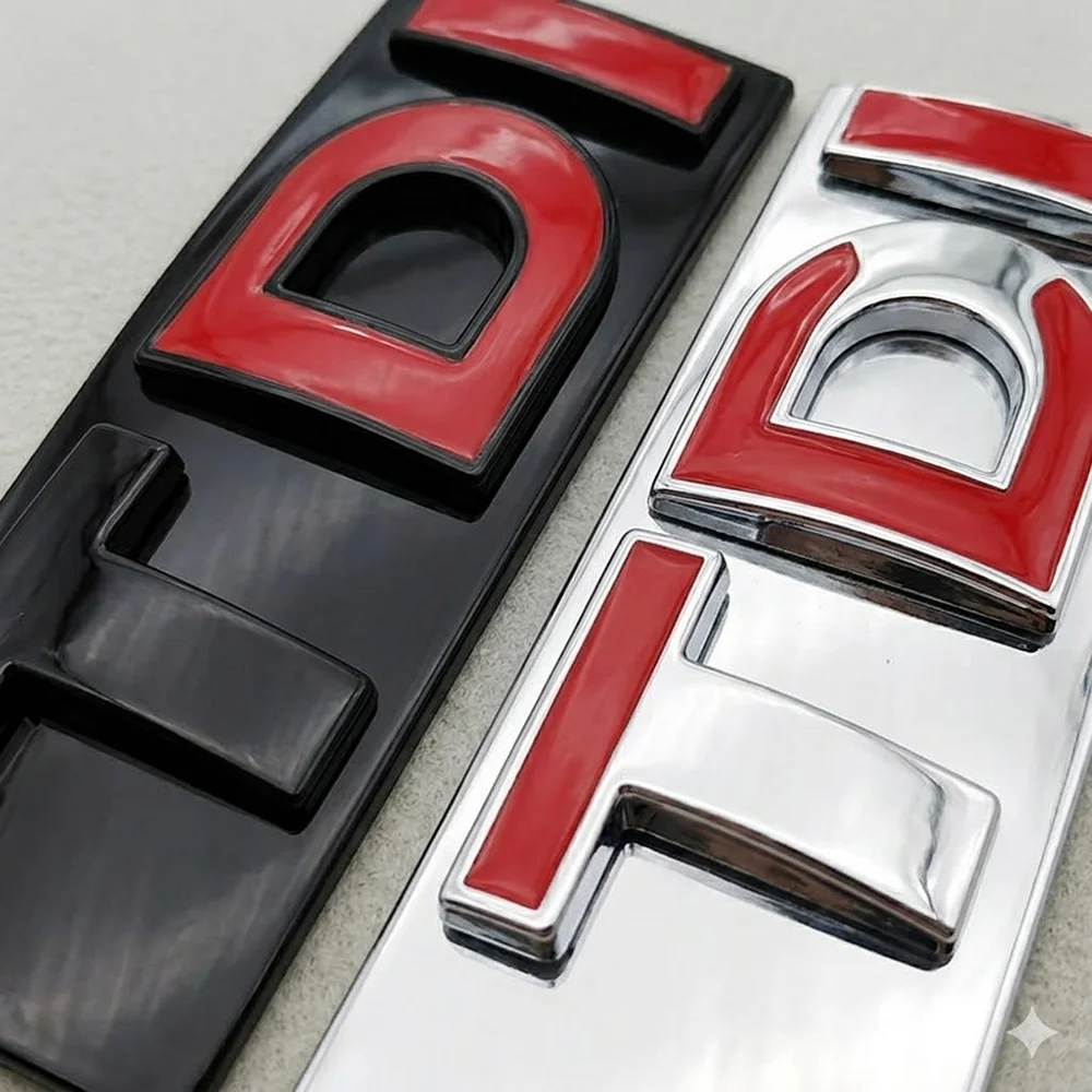 3D ABS Black Logo TDI Emblem Car Trunk Badge Image 4