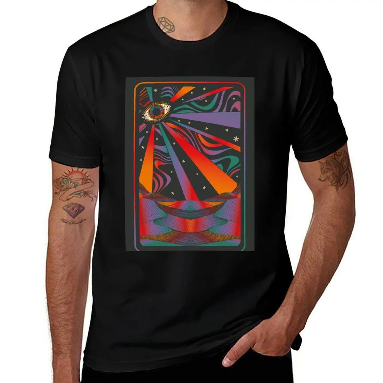 Vintage, Trippy, Rave, Retro, Psychedelic, Peter Max Inspired, Rainbow, Gradient T-Shirt