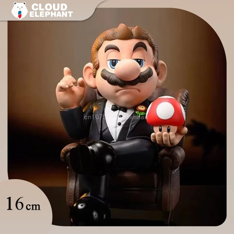 Super Mario Bros Figure The Godfather Action Figure Mario Puzo Figure Toys Collection Model 15.5cm Pvc Mushroom Birthday Gifts