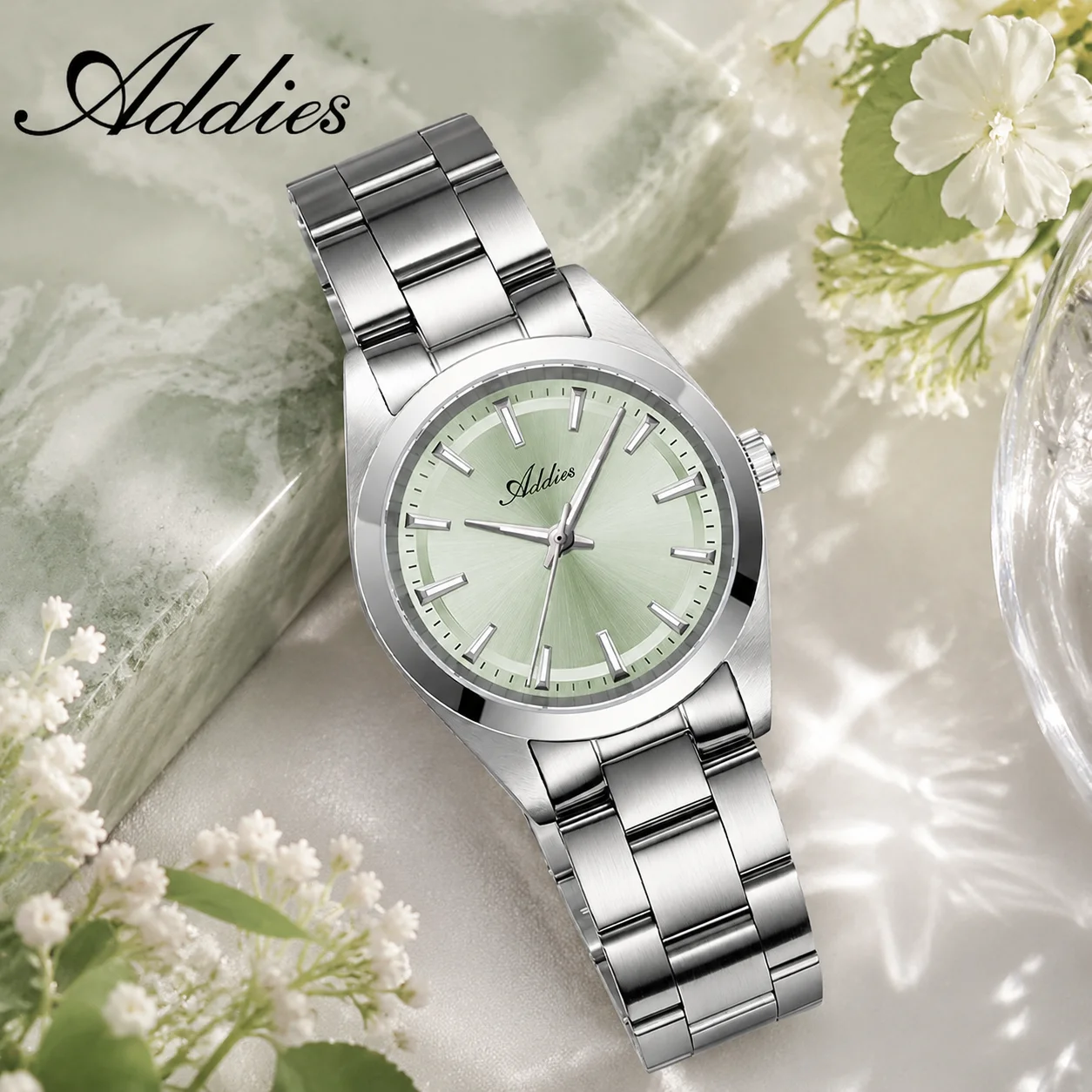ADDIES 2026 Luxury Woman Watch 31mm Sapphire Crystal Japan Quartz Super Luminous 50m Waterproof Business Steel Watch for Woman