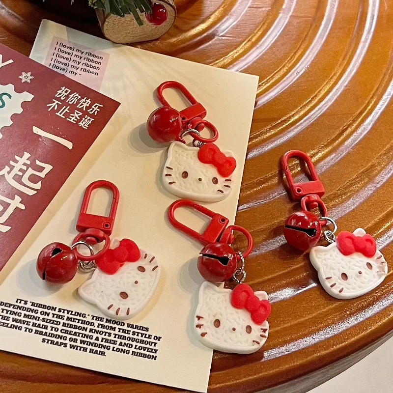 

Sanrio Hello Kitty Keychain Cute Cartoon Versatile Schoolbag Bell Pendant Car Keychain Decorative Pendant Kids Birthday Gift