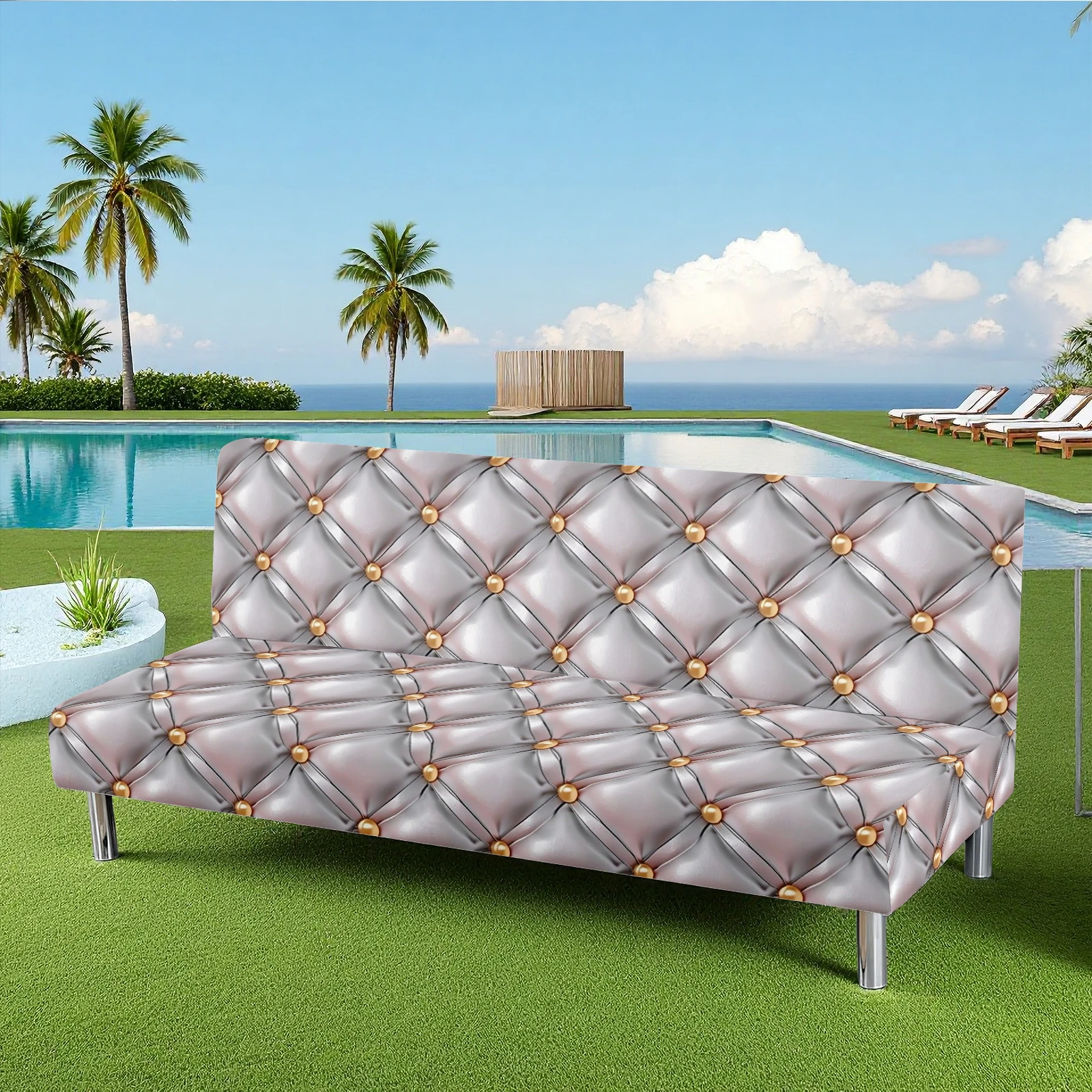 Luxury Tufted Summer Outdoor Sofa Bed Cover, High - Elastic Milk Silk Couch Slipcover, Pet - Friendly, Was