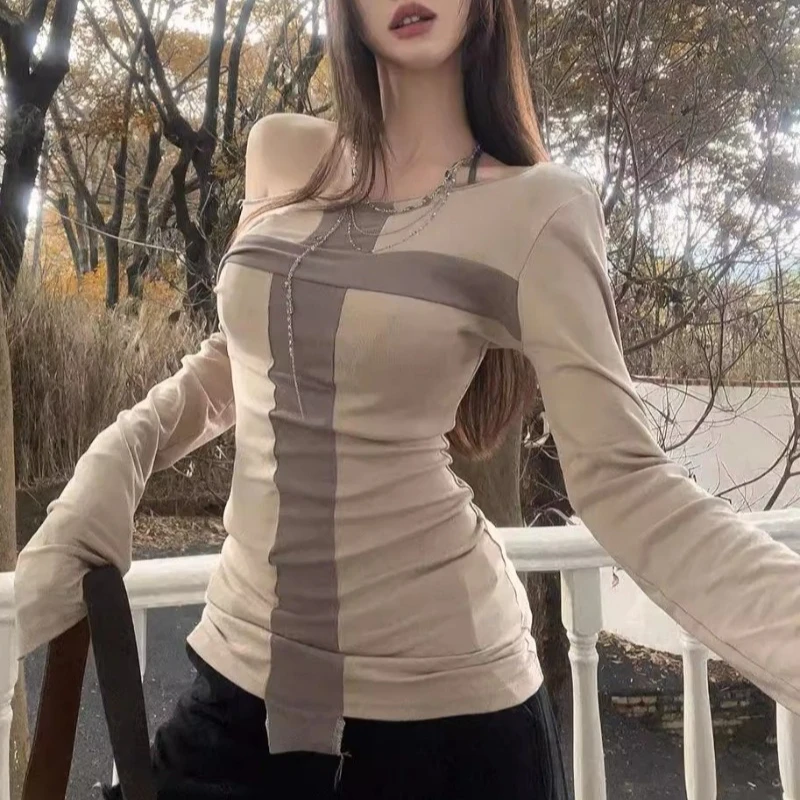 

T Shirt Y2k Korean Style Fashion Long Sleeve T-Shirt Spring Autumn Top Female Casual Slim Fit Sexy Tshirts Going Out Tops 2025